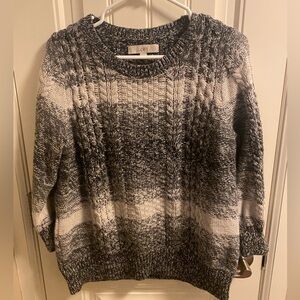 LOFT XL sweater Pullover soft ladies white gray Crewneck PRETTY